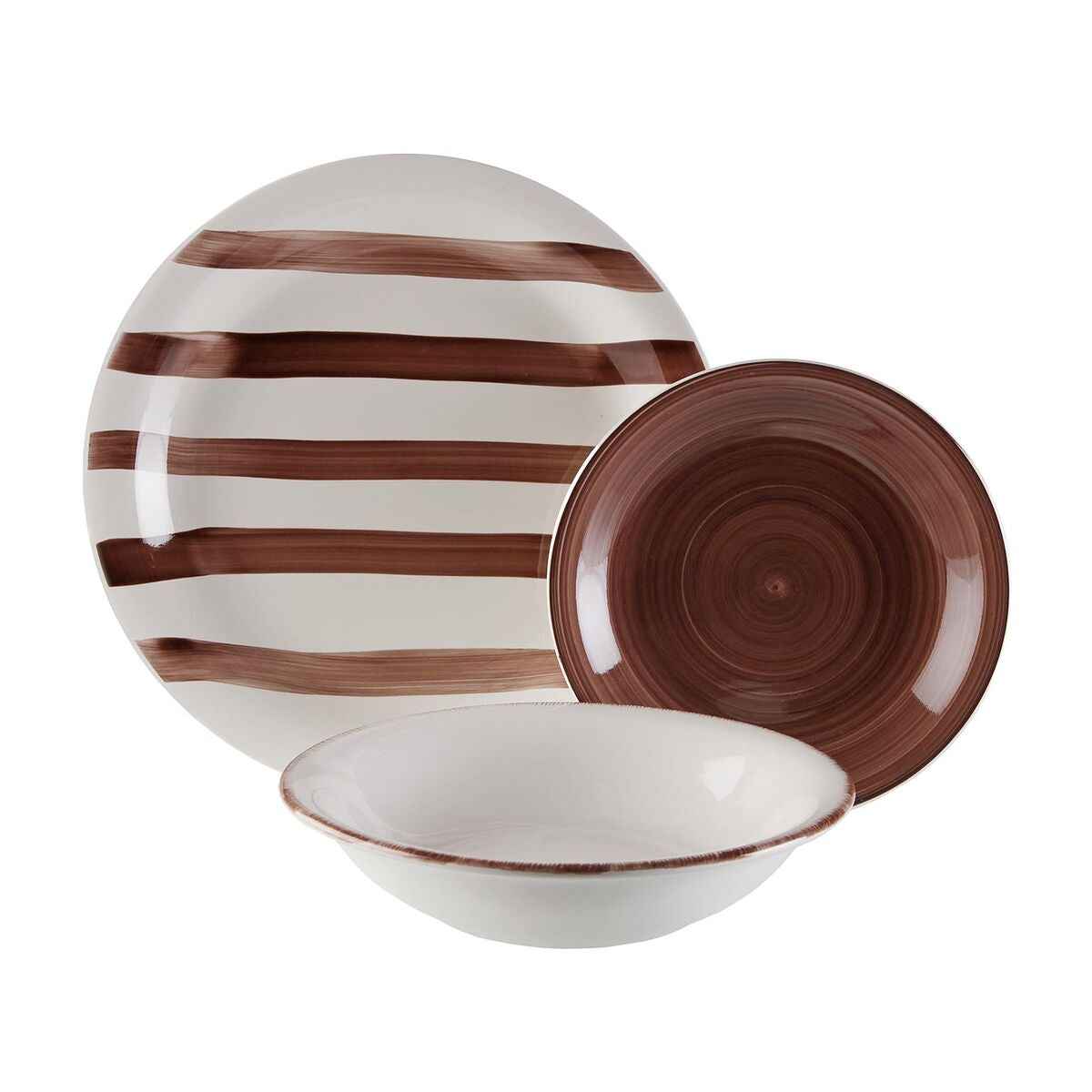 Tableware Versa Ligia Brown 26,5 x 26,5 cm 18 Pieces