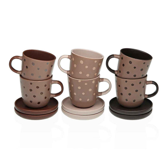 Set of Mugs with Saucers Versa Adanna Stoneware