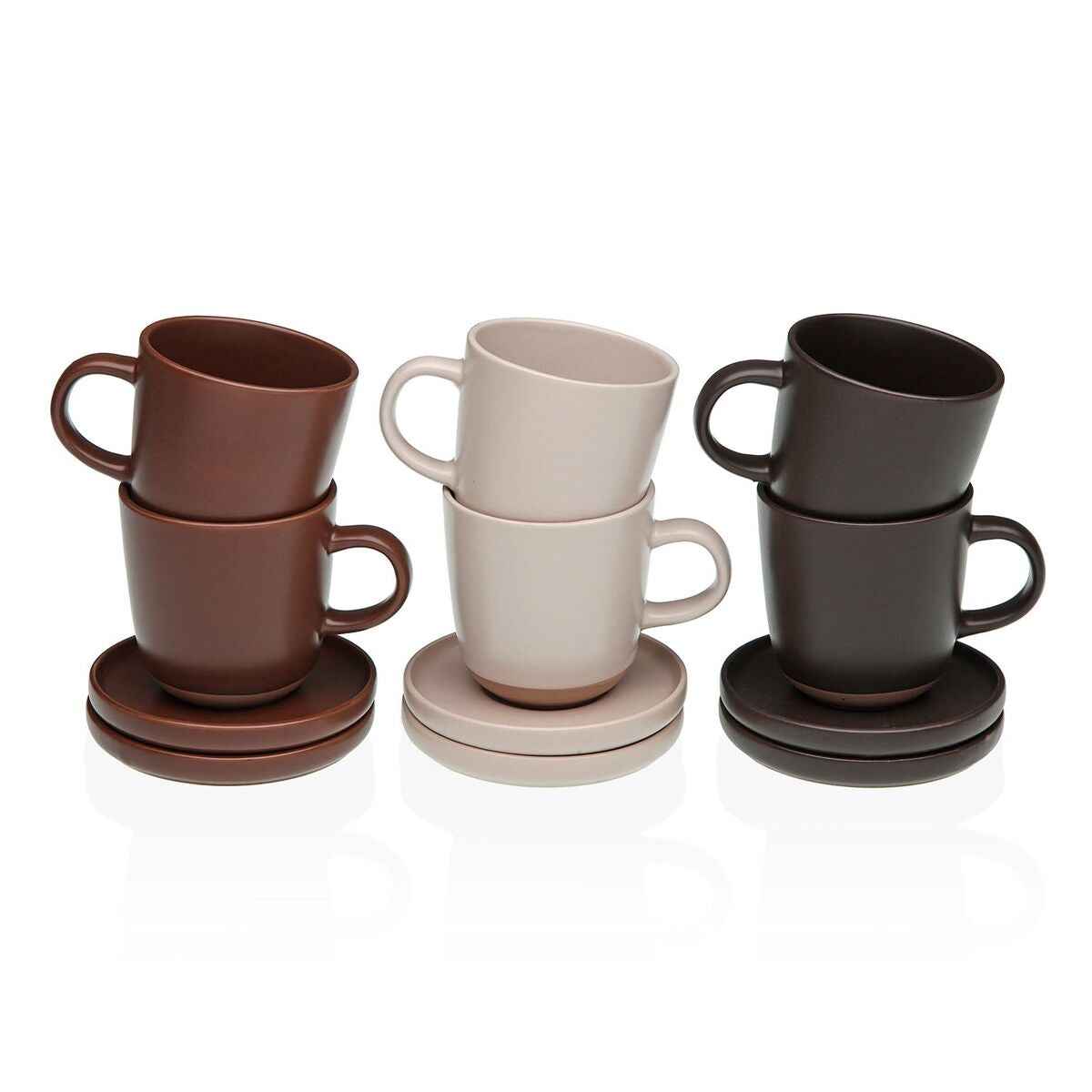 Set of Mugs with Saucers Versa Charlize Stoneware