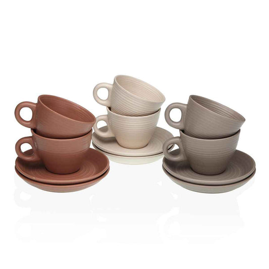 Set of Mugs with Saucers Versa Awa Stoneware