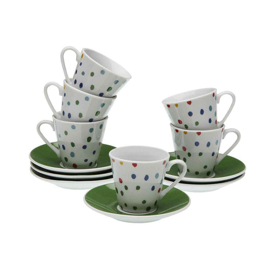 Set of Mugs with Saucers Versa Dotty Porcelain