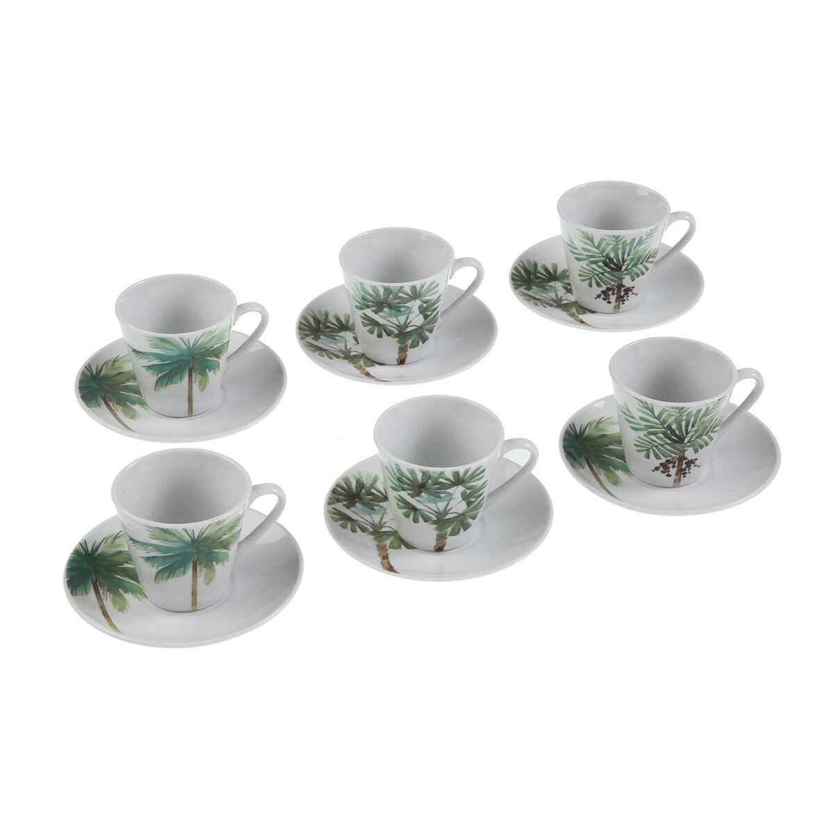 Set of Mugs with Saucers Versa Porcelain Sheets