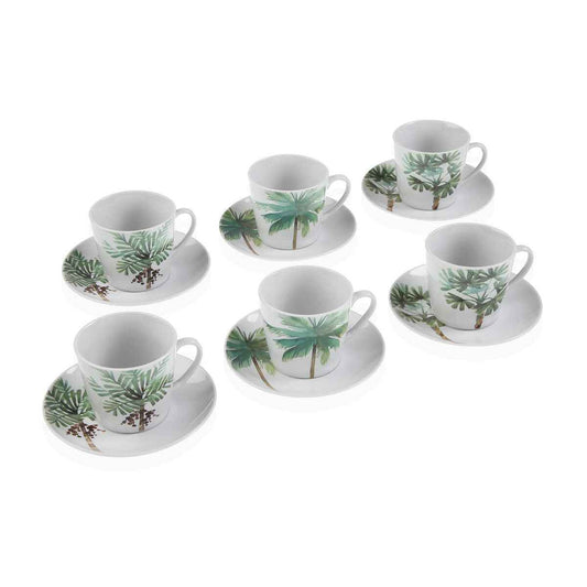 Set of Mugs with Saucers Versa Porcelain Sheets