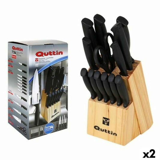 Set of Knives with Wooden Base Quttin 47718 (14 pcs) 14 Pieces (2 Units)