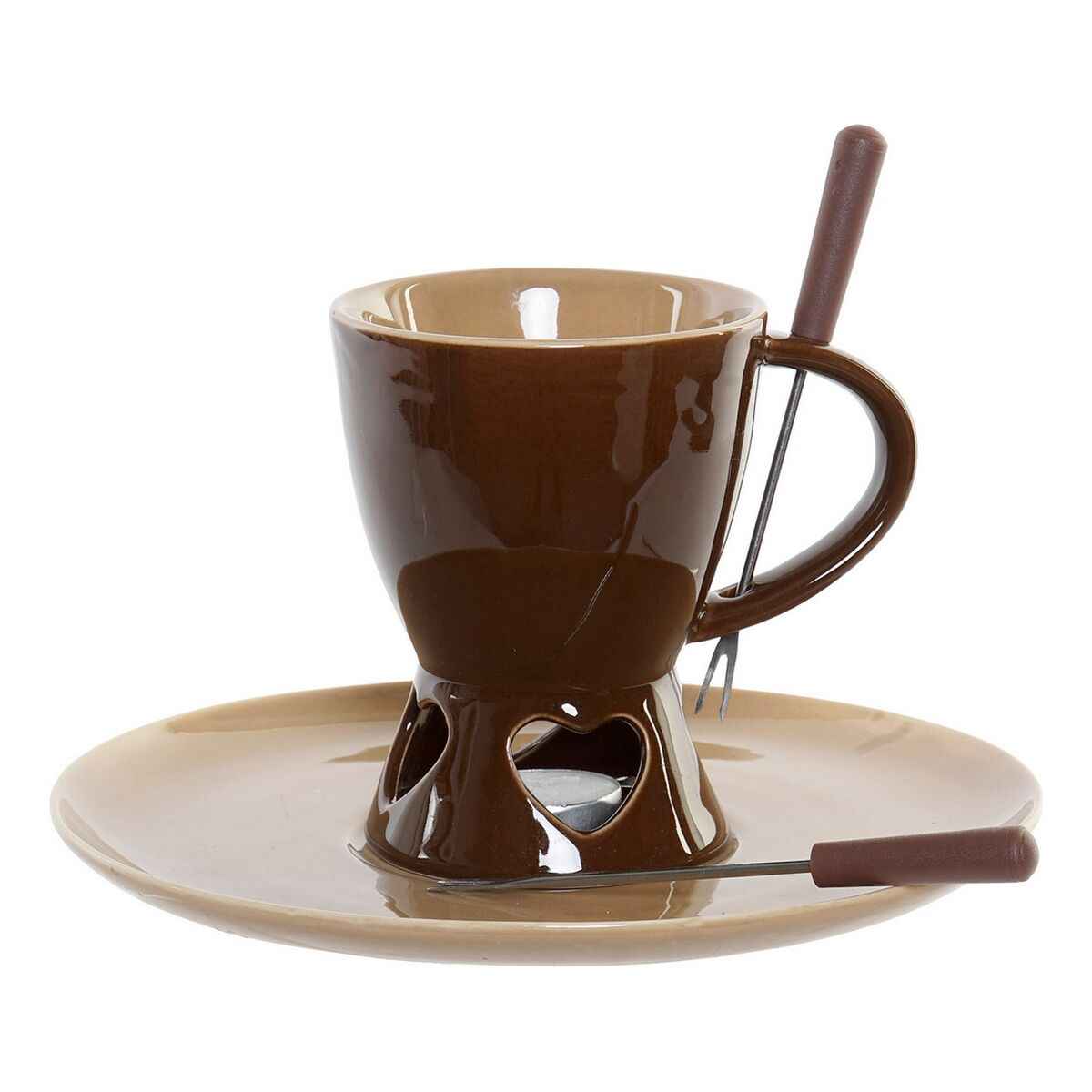 Chocolate Fondue DKD Home Decor Stainless steel Porcelain