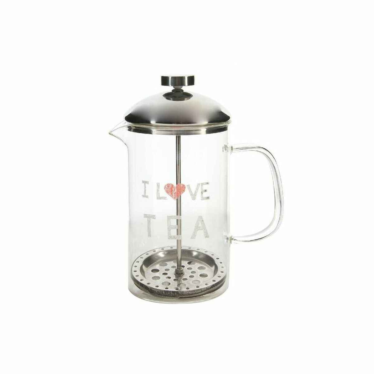 Teapot DKD Home Decor Transparent Stainless steel Silver Borosilicate Glass (18 x 9.5 x 20.5 cm) (1 L)