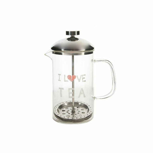 Teapot DKD Home Decor Transparent Stainless steel Silver Borosilicate Glass (18 x 9.5 x 20.5 cm) (1 L)