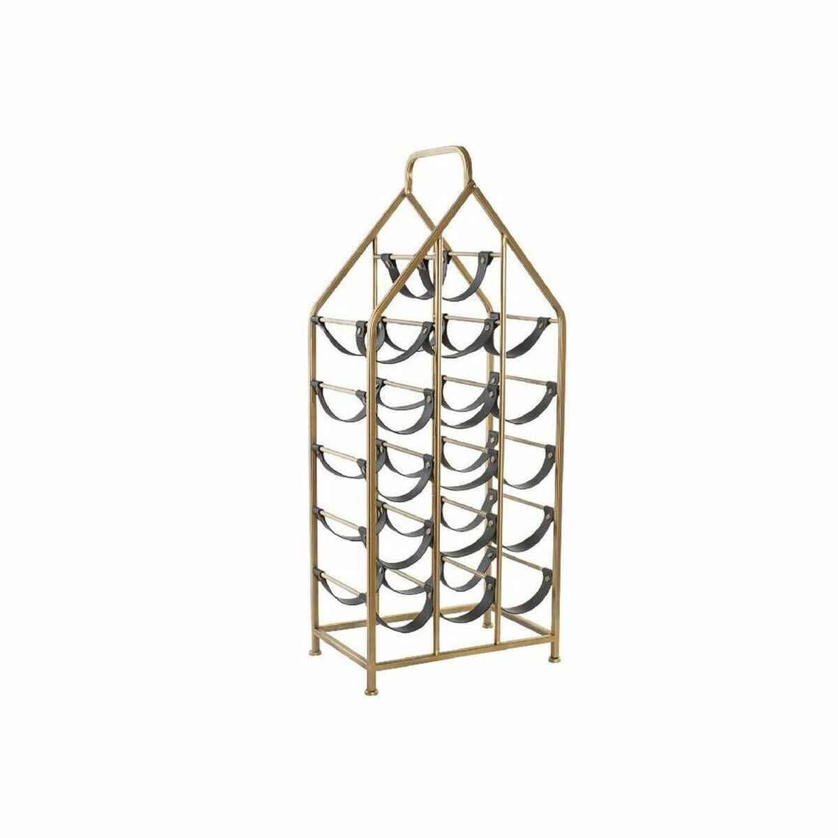 Bottle rack DKD Home Decor Black Golden Metal Plastic 37,5 x 24,5 x 82 cm