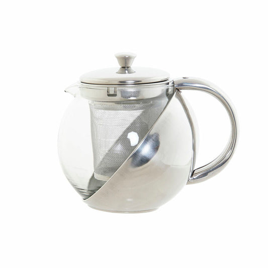 Teapot DKD Home Decor Silver Stainless steel Crystal Plastic 500 ml 14 x 11 x 12 cm DKD Home Decor