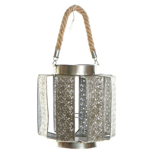 Candle Holder DKD Home Decor 21 x 21 x 23 cm Silver Metal Rope Arab DKD Home Decor