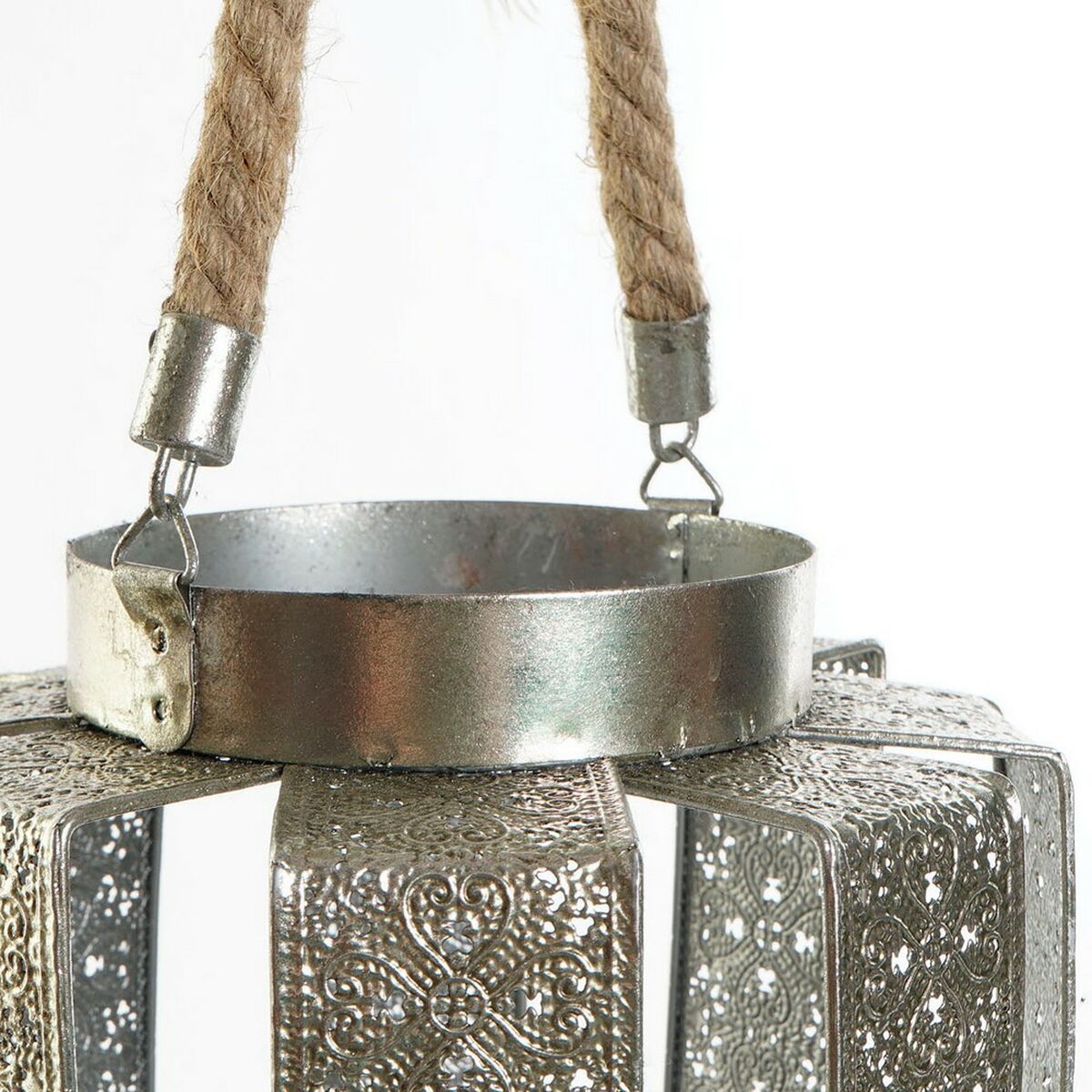 Candle Holder DKD Home Decor 21 x 21 x 23 cm Silver Metal Rope Arab DKD Home Decor