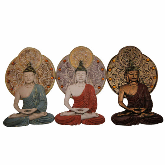 Wall Decoration DKD Home Decor 20 x 4 x 30,3 cm Red Blue Golden Buddha Oriental (3 Pieces) DKD Home Decor