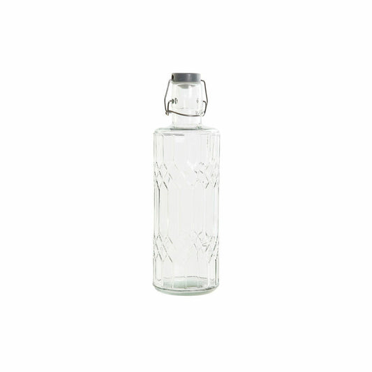 Bottle DKD Home Decor Crystal Grey Transparent Stainless steel (9 x 9 x 28.3 cm) (1 L)