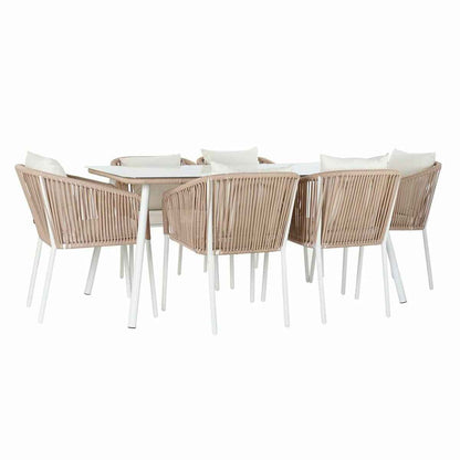 Table set with chairs DKD Home Decor Beige 78 cm 163 x 95 x 6 cm