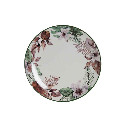 Flat plate DKD Home Decor Flowers Porcelain (27 x 27 x 2 cm)