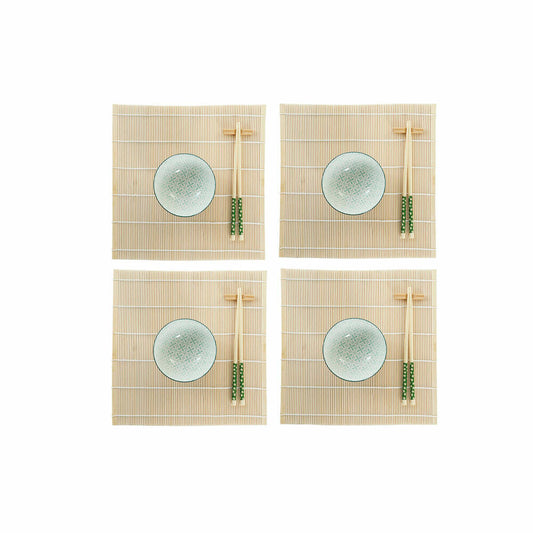 Sushi Set DKD Home Decor 14,5 x 14,5 x 31 cm Green Stoneware Oriental (16 Pieces)