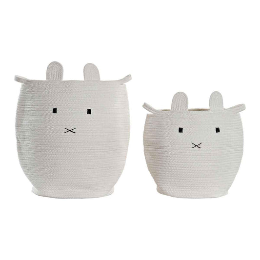 Set of Baskets DKD Home Decor White Children's Animal 35 x 35 x 49 cm (2 Units)