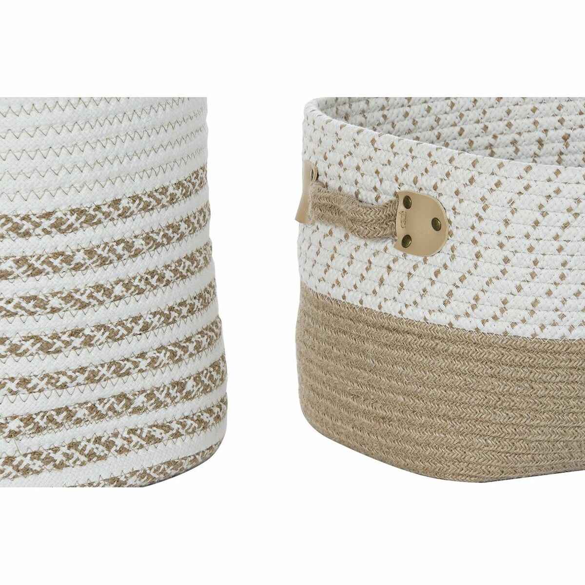 Basket set DKD Home Decor White Cotton Natural Fibre (41 x 41 x 52,5 cm) (7 Pieces)