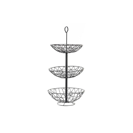 Fruit Bowl DKD Home Decor Black Metal Geometric 28 x 28 x 58 cm