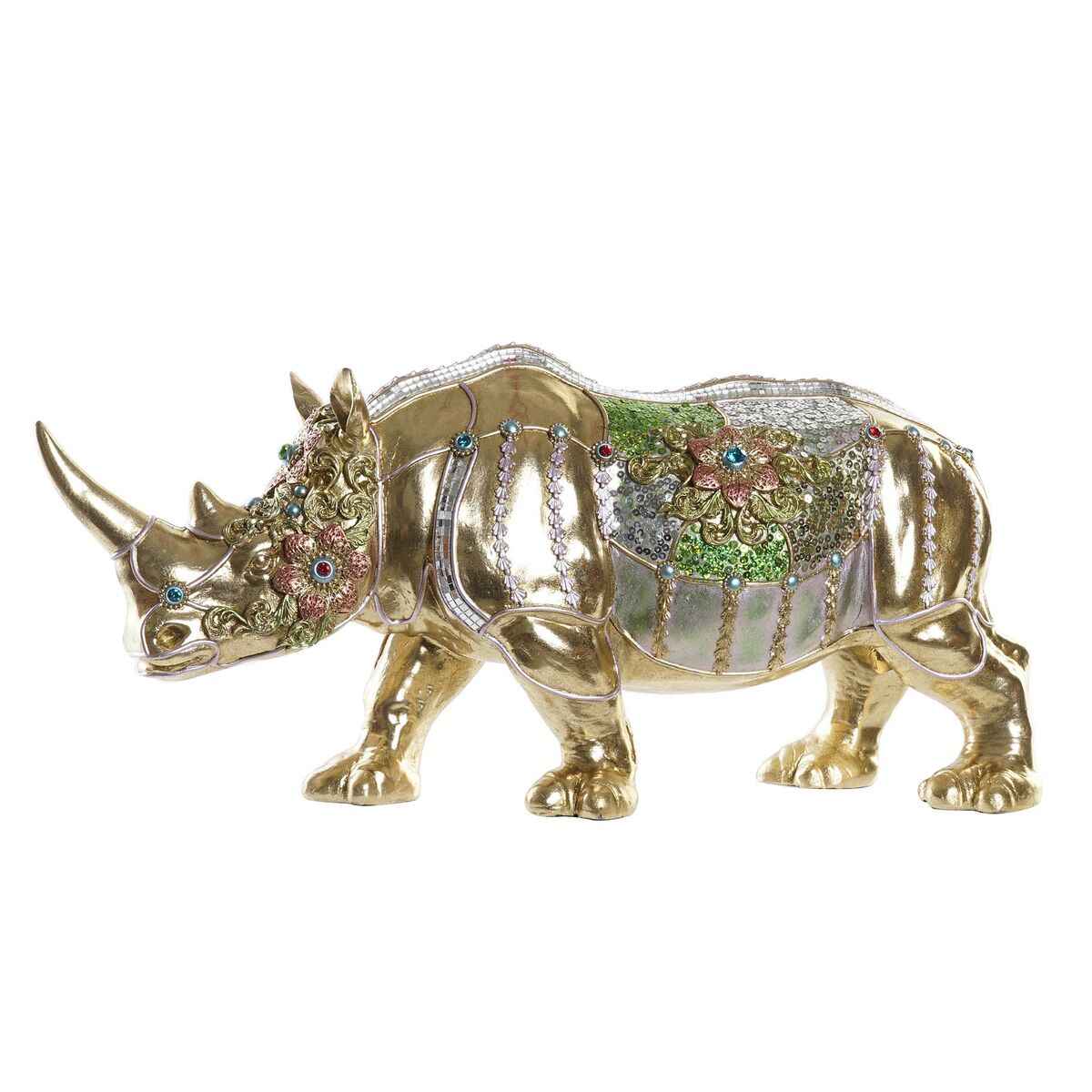 Decorative Figure DKD Home Decor Golden Resin Multicolour Rhinoceros (55 x 17,5 x 25 cm)