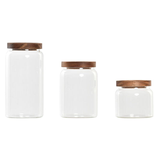 3 Tubs DKD Home Decor Acacia Borosilicate Glass (1 L) (400 ml) (700 ml) (3 Pieces)