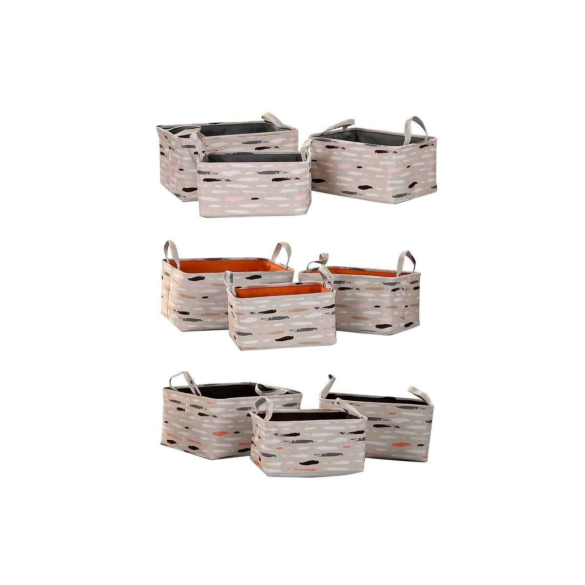 Basket set DKD Home Decor Brown Grey Orange 40 x 30 x 20 cm (3 Units)