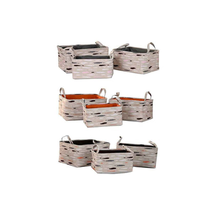 Basket set DKD Home Decor Brown Grey Orange 40 x 30 x 20 cm (3 Units)