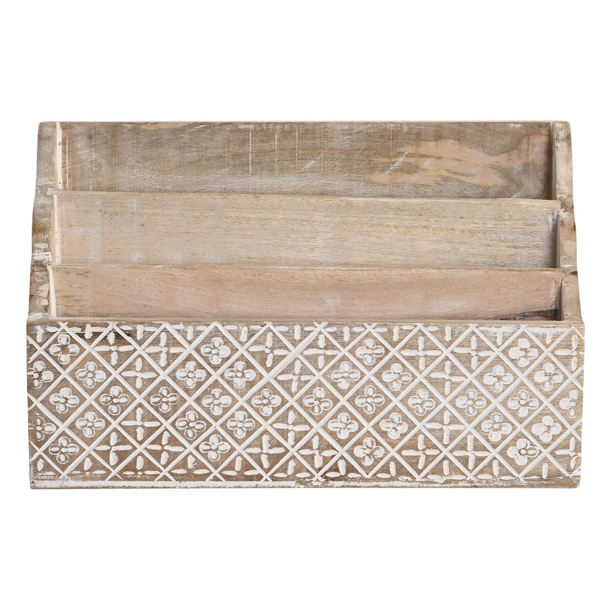 Multi-Purpose Organiser DKD Home Decor White Natural Mango wood 32 x 13 x 21 cm 33 x 12 x 21 cm Sheets (12 Units) DKD Home Decor