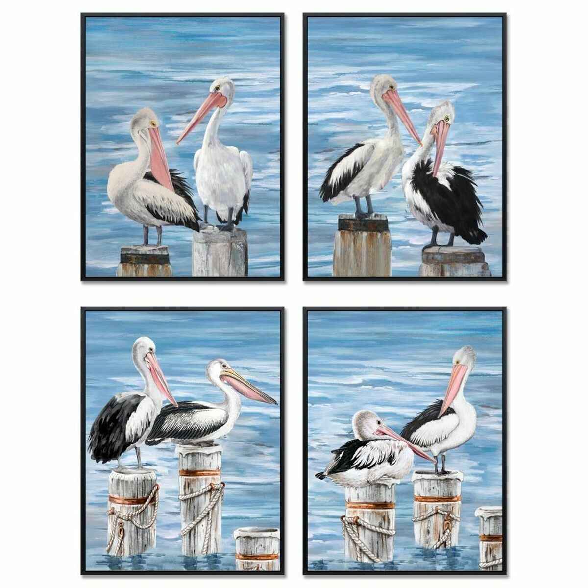 Painting DKD Home Decor Bird Mediterranean (53 x 3,5 x 73 cm) (4 Units)