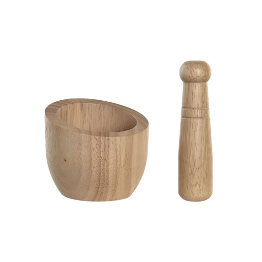 Mortar and pestle DKD Home Decor Bamboo 12 x 12 x 14,5 cm