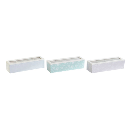 Box for Infusions DKD Home Decor Blue Green Lilac Crystal MDF Wood (3 Units)