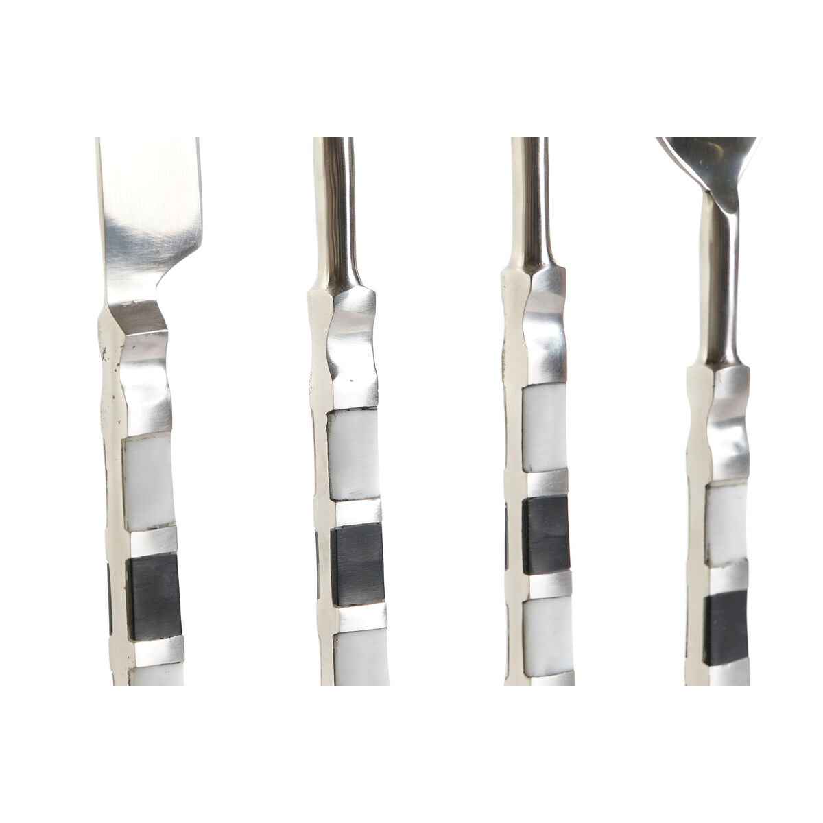 Cutlery DKD Home Decor Black Silver Resin Stainless steel 4,5 x 1,5 x 22 cm 16 Pieces