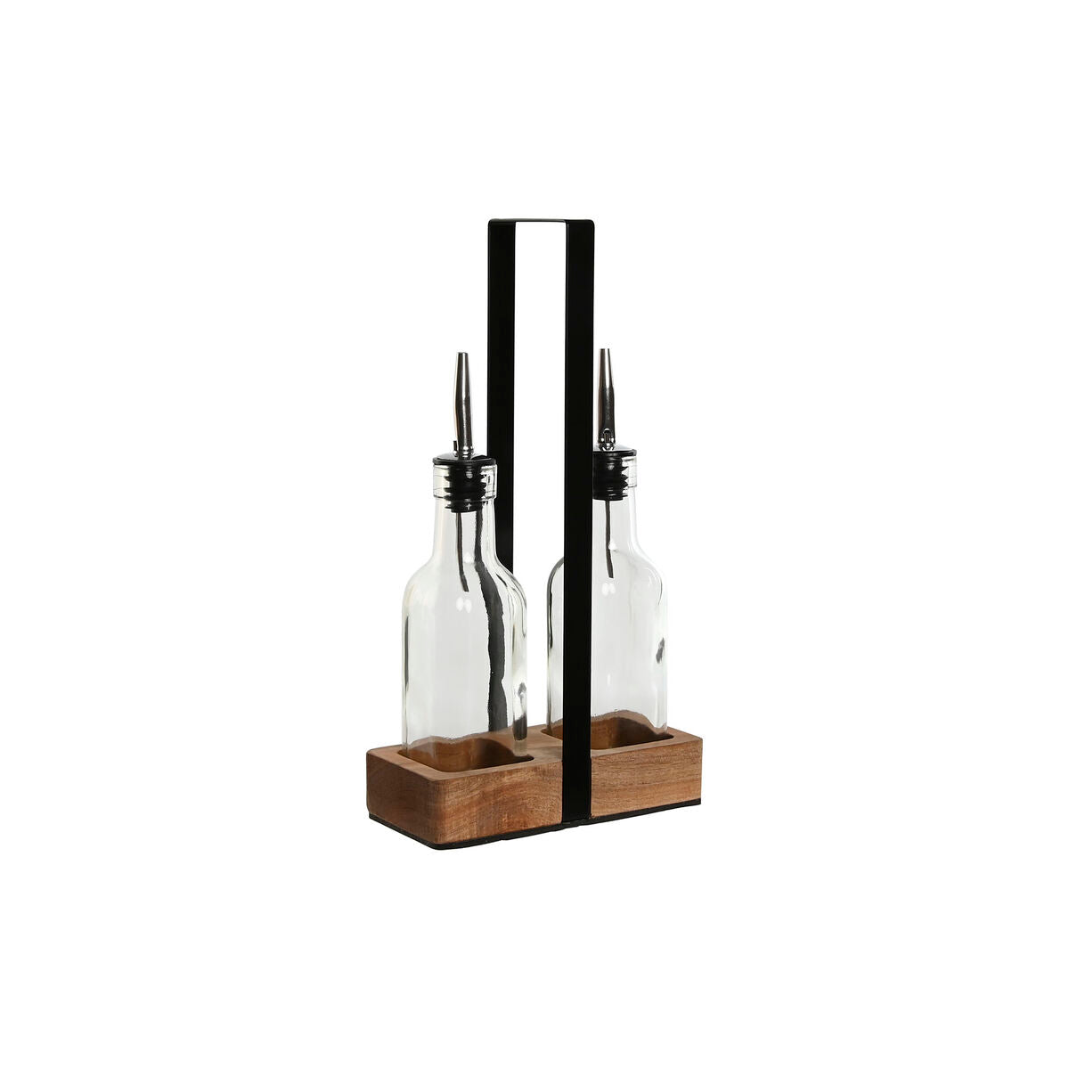 Condiment Set Home ESPRIT Black Natural Crystal Acacia 180 ml 15 x 7 x 28 cm