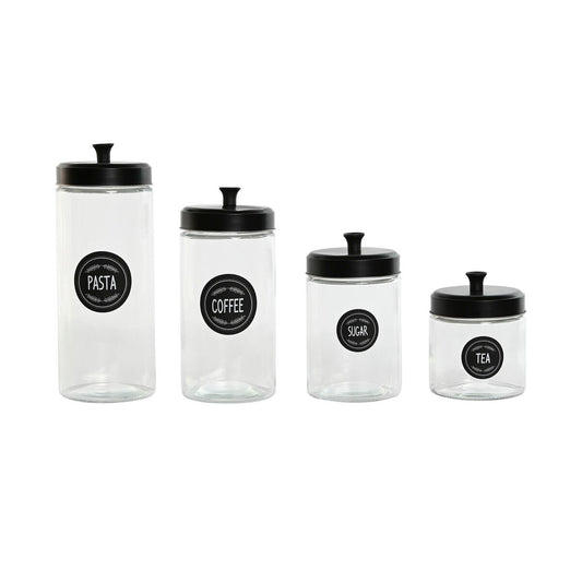 4 Tubs Home ESPRIT Black Metal Crystal 1 L 1,5 L 1,8 L 10,4 x 10,4 x 26,4 cm