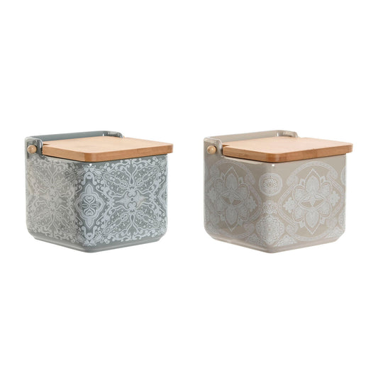 Salt Shaker with Lid Home ESPRIT Blue Beige Pink Lilac Bamboo 750 ml 14 x 12,5 x 12 cm (2 Units)