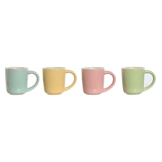 Piece Coffee Cup Set Home ESPRIT Yellow Blue Green Pink Porcelain 90 ml 4 Pieces