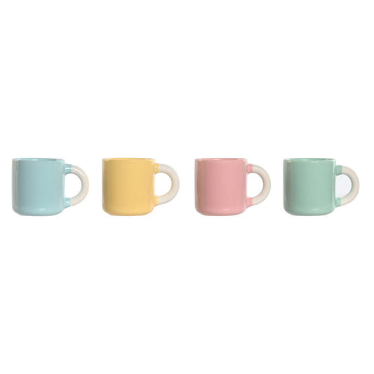 Piece Coffee Cup Set Home ESPRIT Yellow Blue Green Pink Porcelain 110 ml 4 Pieces