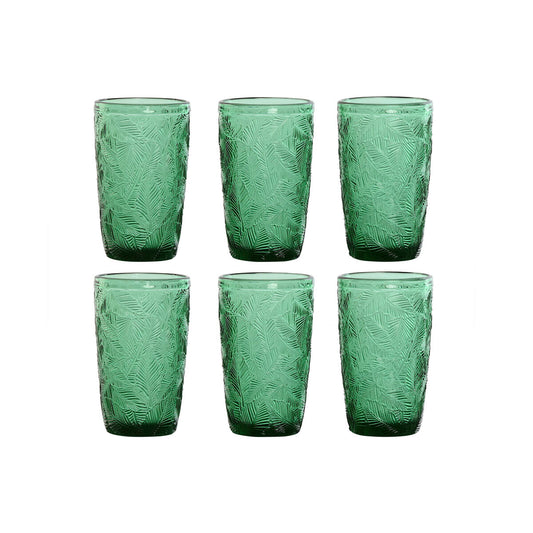 Set of glasses Home ESPRIT Green Crystal With relief 370 ml (6 Units)