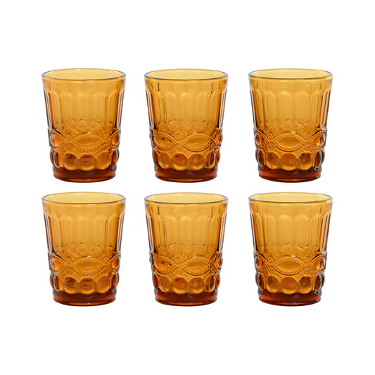 Set of glasses Home ESPRIT Amber Crystal With relief 240 ml (6 Units)