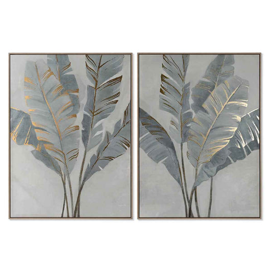 Painting Home ESPRIT Palms Golden Tropical 90 x 4 x 120 cm (2 Units)