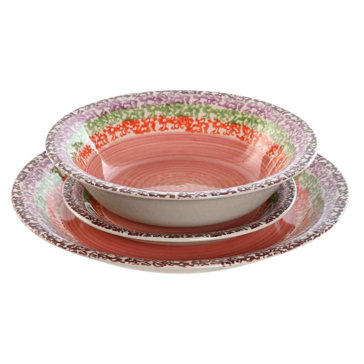 Tableware Home ESPRIT Pink Stoneware 27 x 27 x 2 cm 18 Pieces