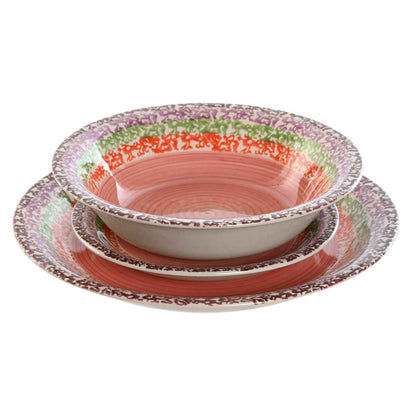 Tableware Home ESPRIT Pink Stoneware 27 x 27 x 2 cm 18 Pieces