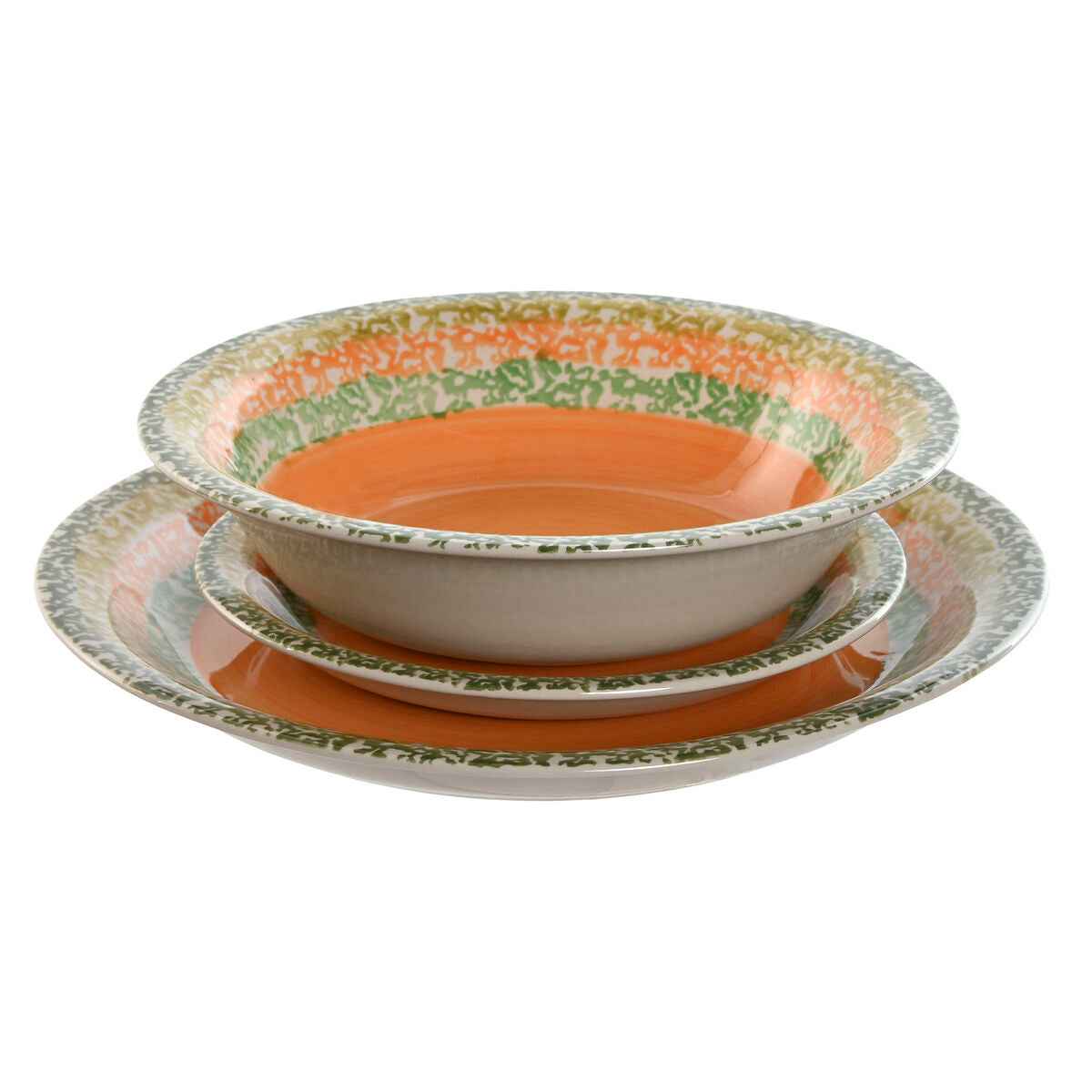 Tableware Home ESPRIT Orange Stoneware 27 x 27 x 2 cm 18 Pieces