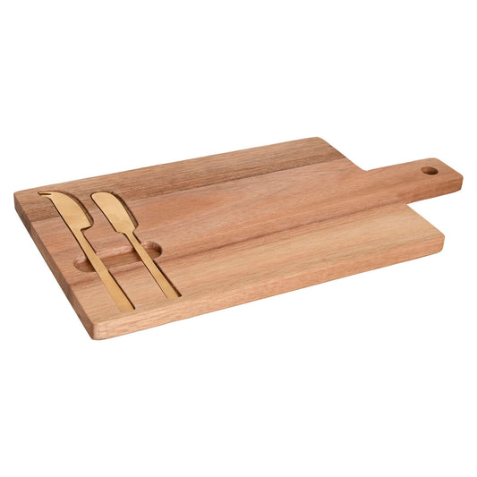 Cutting board Home ESPRIT Stainless steel Acacia 38 x 20 x 1,5 cm (3 Pieces)