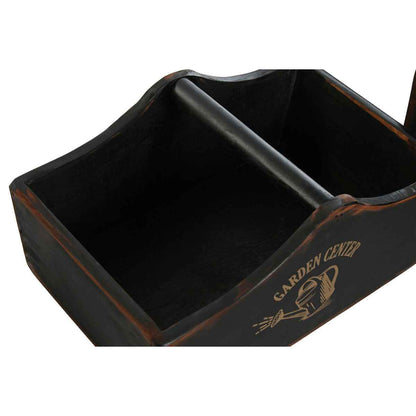 Set of trays Home ESPRIT Black Fir wood 35 x 22 x 18 cm