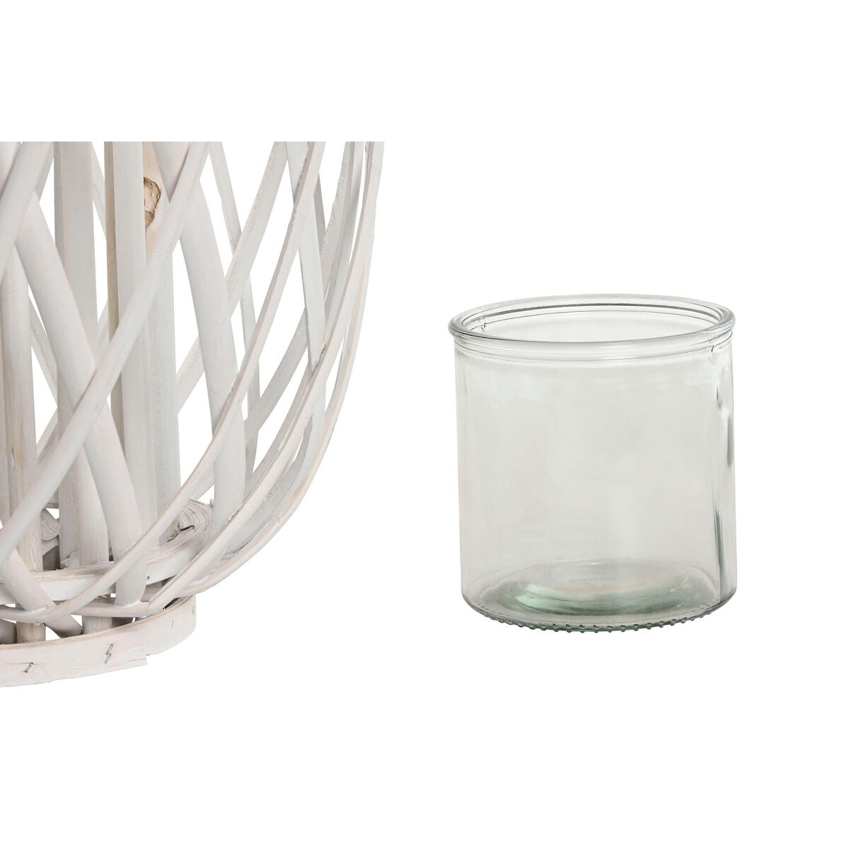 Candleholder Home ESPRIT White wicker Crystal 34 x 34 x 80 cm Home ESPRIT