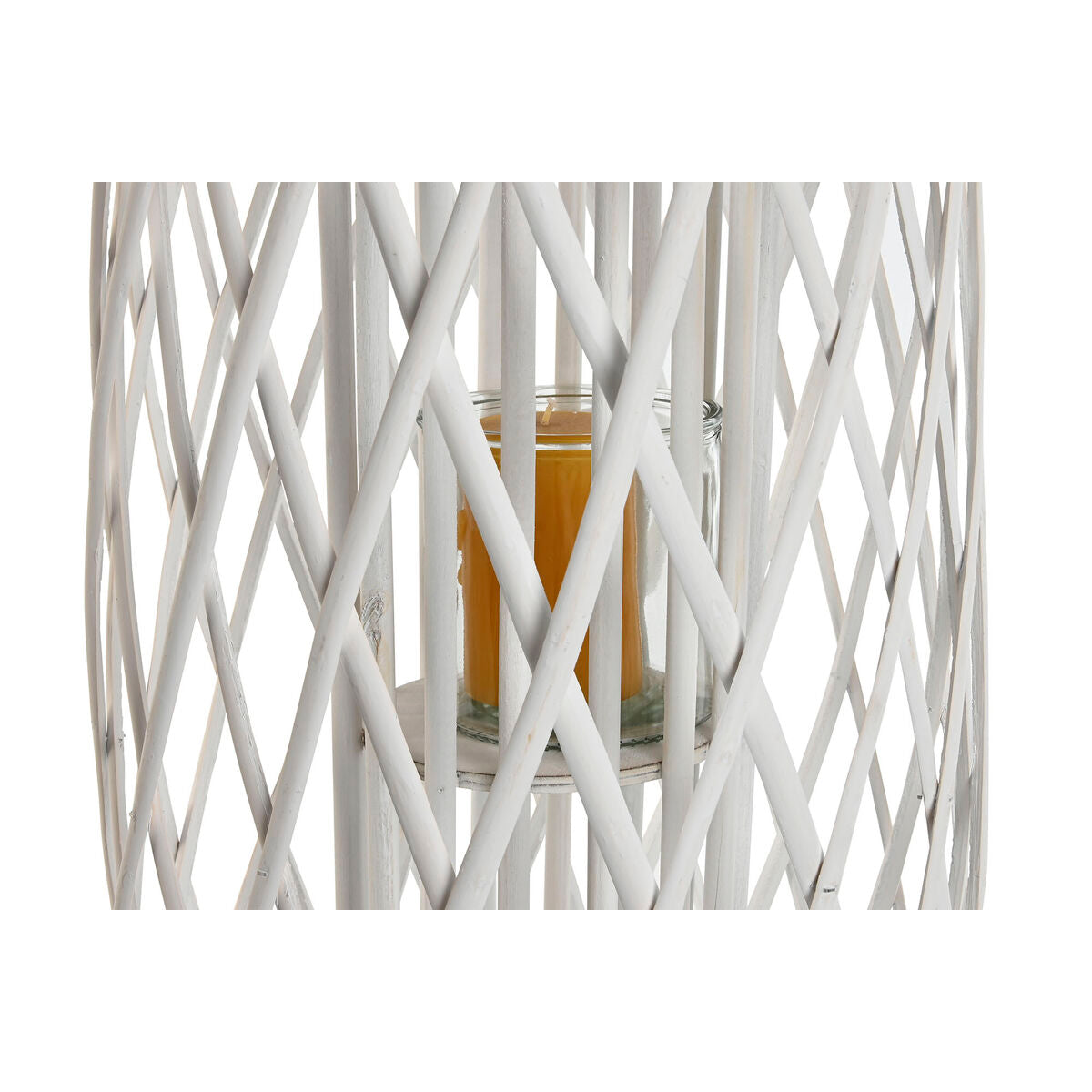 Candleholder Home ESPRIT White wicker Crystal 34 x 34 x 80 cm Home ESPRIT