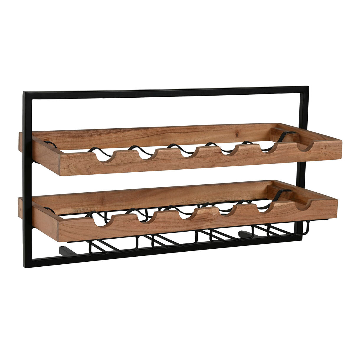 Bottle rack Home ESPRIT Black Natural 65 x 25 x 35 cm