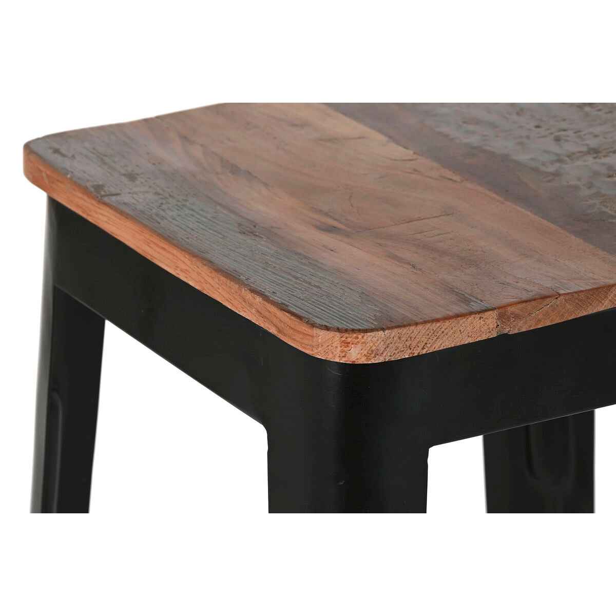 Stool Home ESPRIT Brown Black Wood Metal 34 x 33 x 77 cm