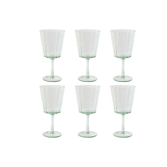 Set of cups Home ESPRIT Green Crystal 9 x 9 x 17,8 cm (6 Units)